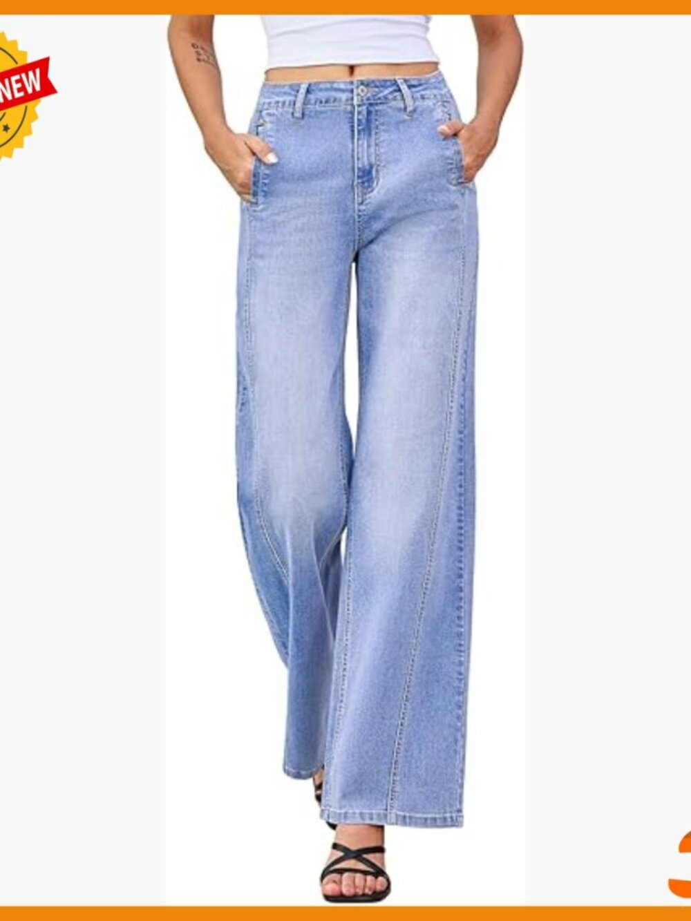 High Waisted Wide Leg Jeans Stretchy Boyfriend Loose Straight Denim Pants Size